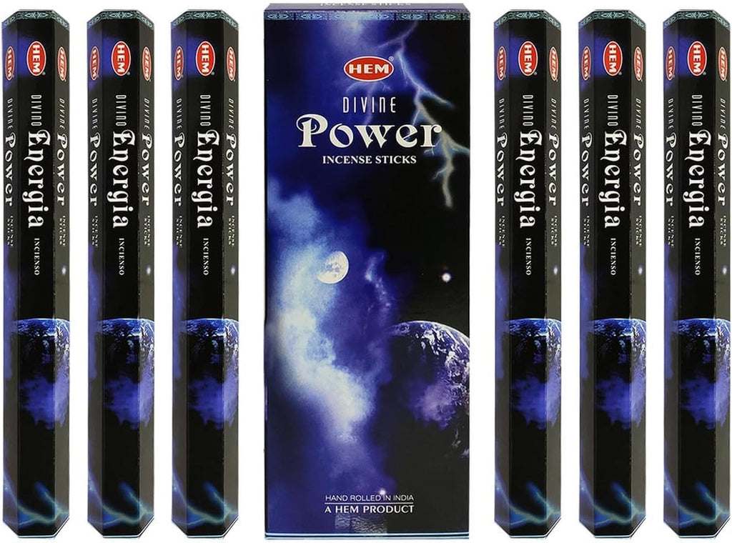 Hem Divine Power Incense Sticks (120 Sticks, 6 Boxes Inside) - 9 Inches Long, 20g Per Box Elevate Your Senses, Purify Your Space, and Awaken Your Innermost Aspirations.