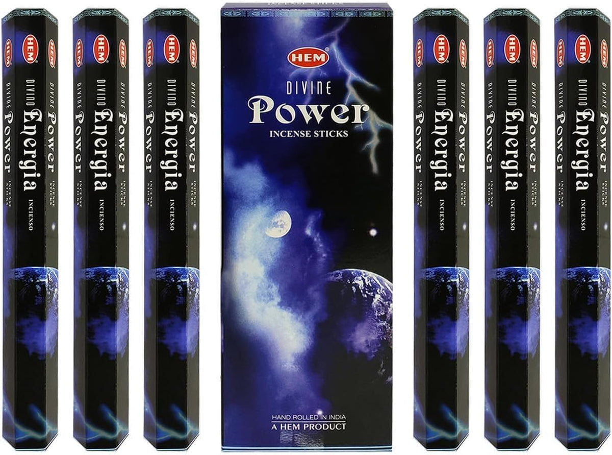 Hem Divine Power Incense Sticks (120 Sticks, 6 Boxes Inside) - 9 Inches Long, 20g Per Box Elevate Your Senses, Purify Your Space, and Awaken Your Innermost Aspirations.