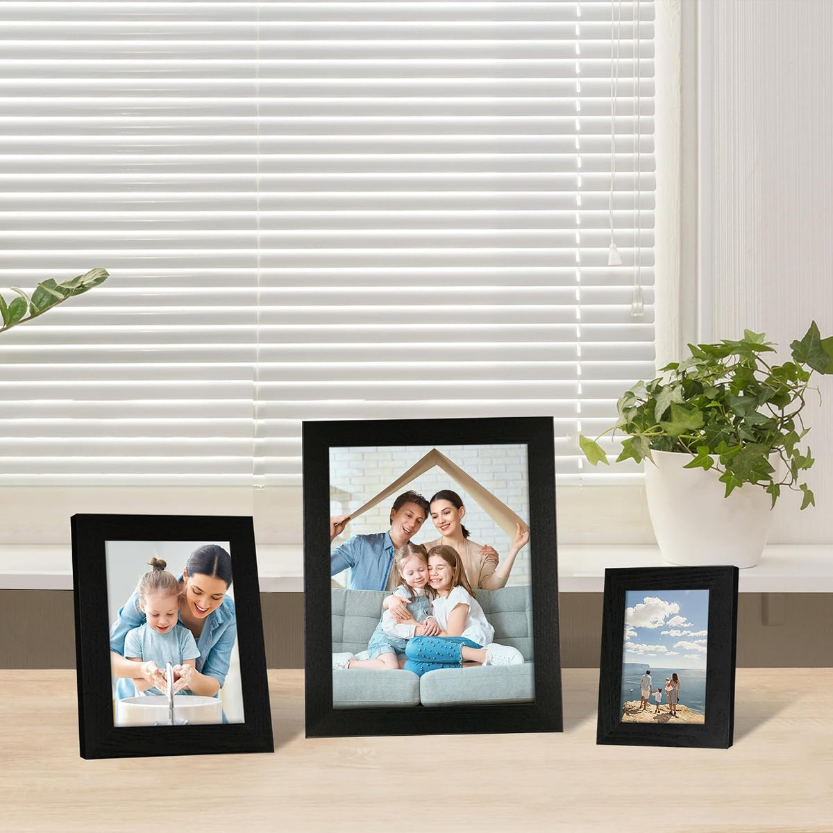 iRahmen Collage Picture Frames Set of 10,HD Real Glass,Rustic Wood,Black