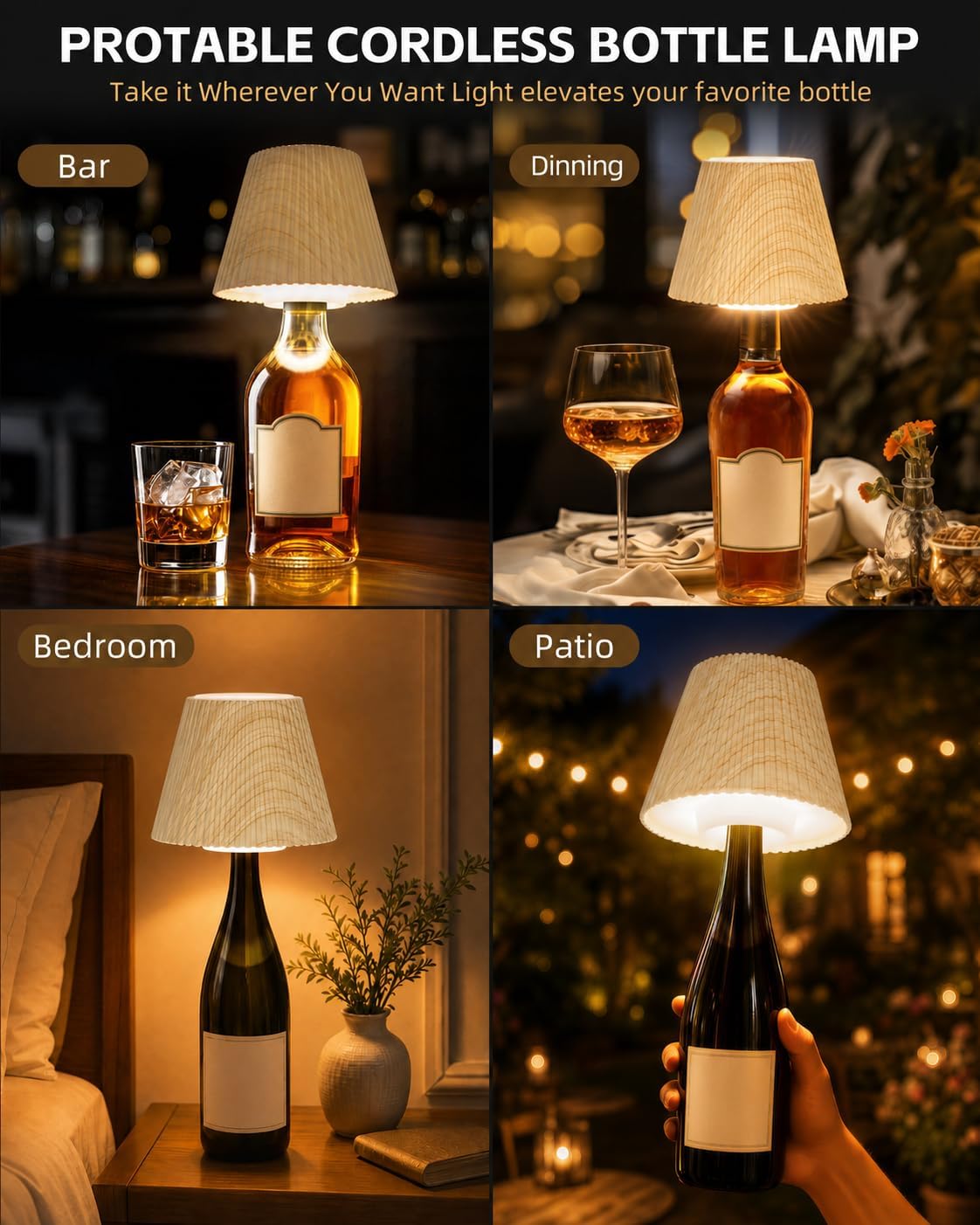 WILIT Wireless Bottle Lamp, LED Bottle Light Topper for Liquor Wine Bottles