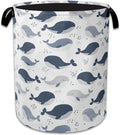 Cartoon Whale Laundry Basket Collapsible Laundry Hamper with Handle, Oxford Clothes Toy Storage Bin for Bathroom Bedroom Room Decor, Gift Basket 16" X 20.8"