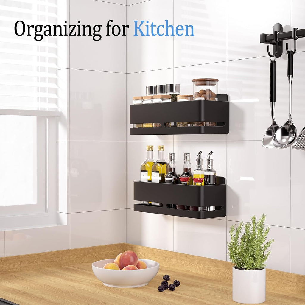 Shower Caddy,2-Pack Shower Shelf,no Drill Shower Organizer(Black)