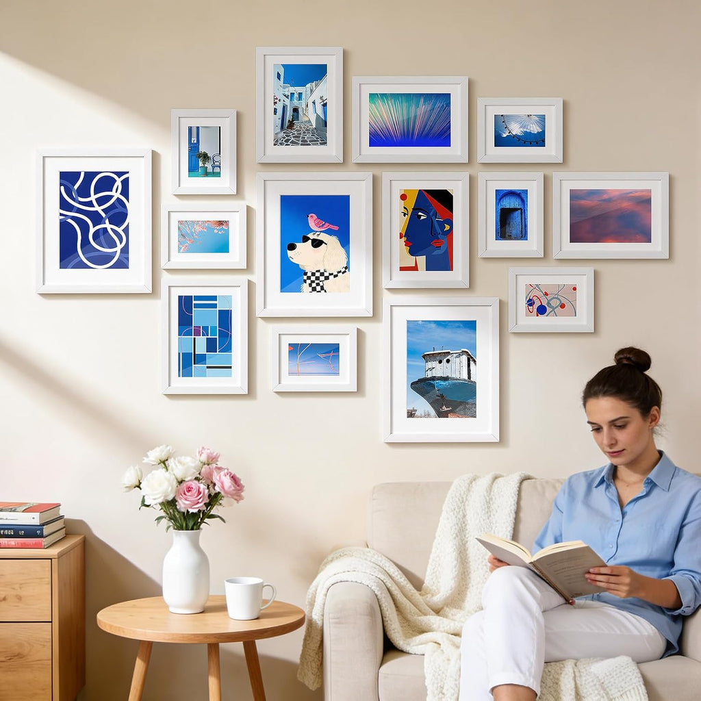 HappyHapi 8x10 Picture Frames Set of 10, Wall or Tabletop Display, White