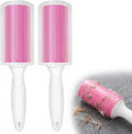Washable Gel Lint Roller 2 Pack, Large Reusable Pet Hair Remover, Pink