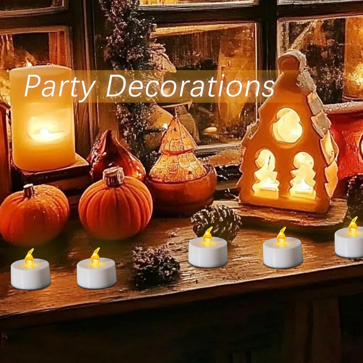 LANKER 24 Pack LED Tea Lights Candles, Flickering Yellow Flameless Candles (Yellow-24pcs)