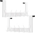 WEBI Over The Door Hooks,Door Hanger Over The Door Towel Rack,Door Coat Towel Hanger Door Coat Rack 6 Hooks for Hanging Clothes,Jacket,Hats,Bathroom,White,2 Packs