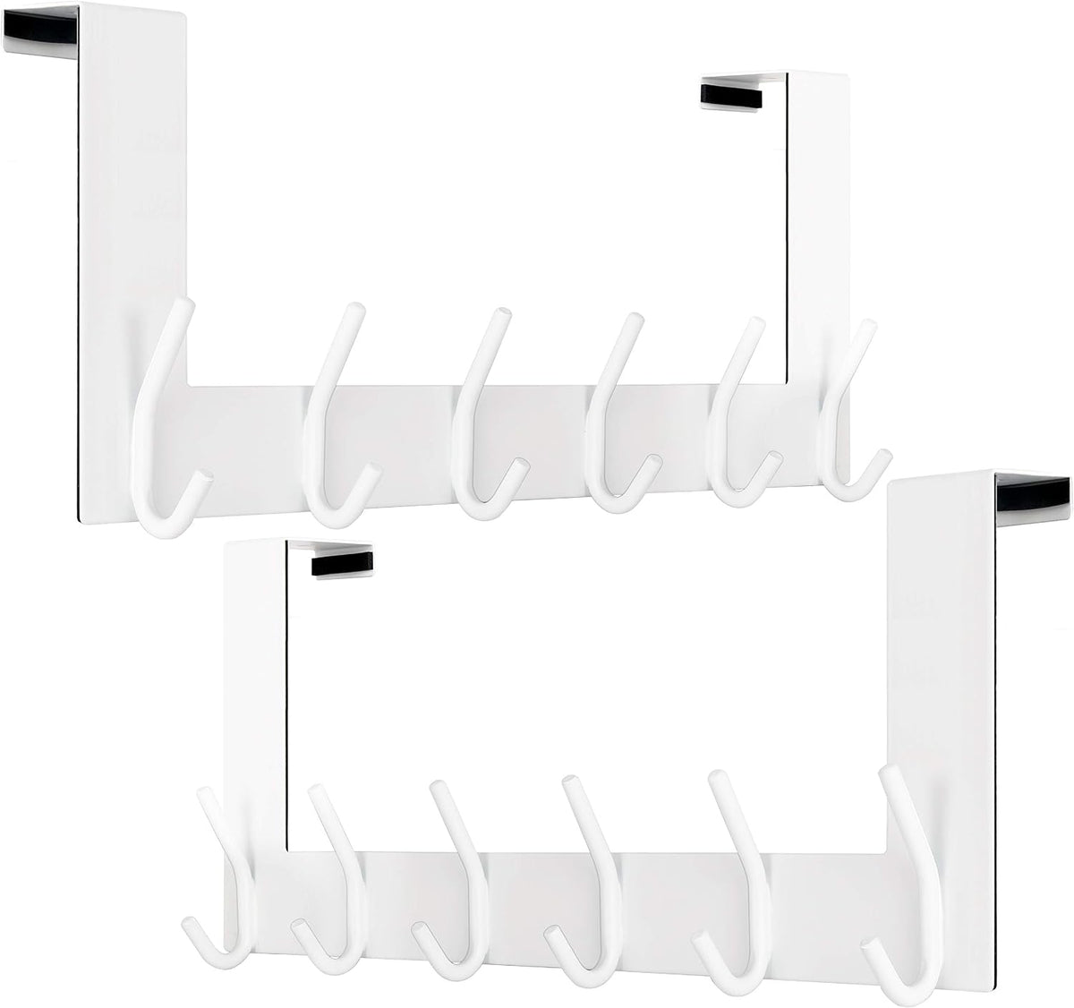 WEBI Over The Door Hooks,Door Hanger Over The Door Towel Rack,Door Coat Towel Hanger Door Coat Rack 6 Hooks for Hanging Clothes,Jacket,Hats,Bathroom,White,2 Packs