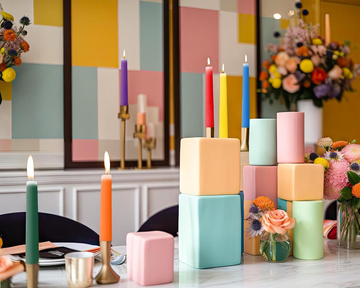 10 Inch Rainbow Taper Candles for Pride Events Supportive Gatherings, 12 Pack Unscented Candlesticks in 6 Colors for Artistic Displays, Seasonal Celebration and Home Decoration