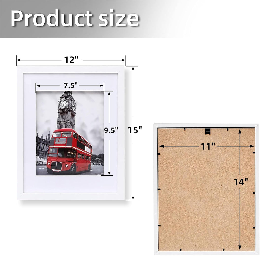 Muzilife 11x14 Shadow Box 3D Picture Frame with Mat, Wood, 1 Pack, White