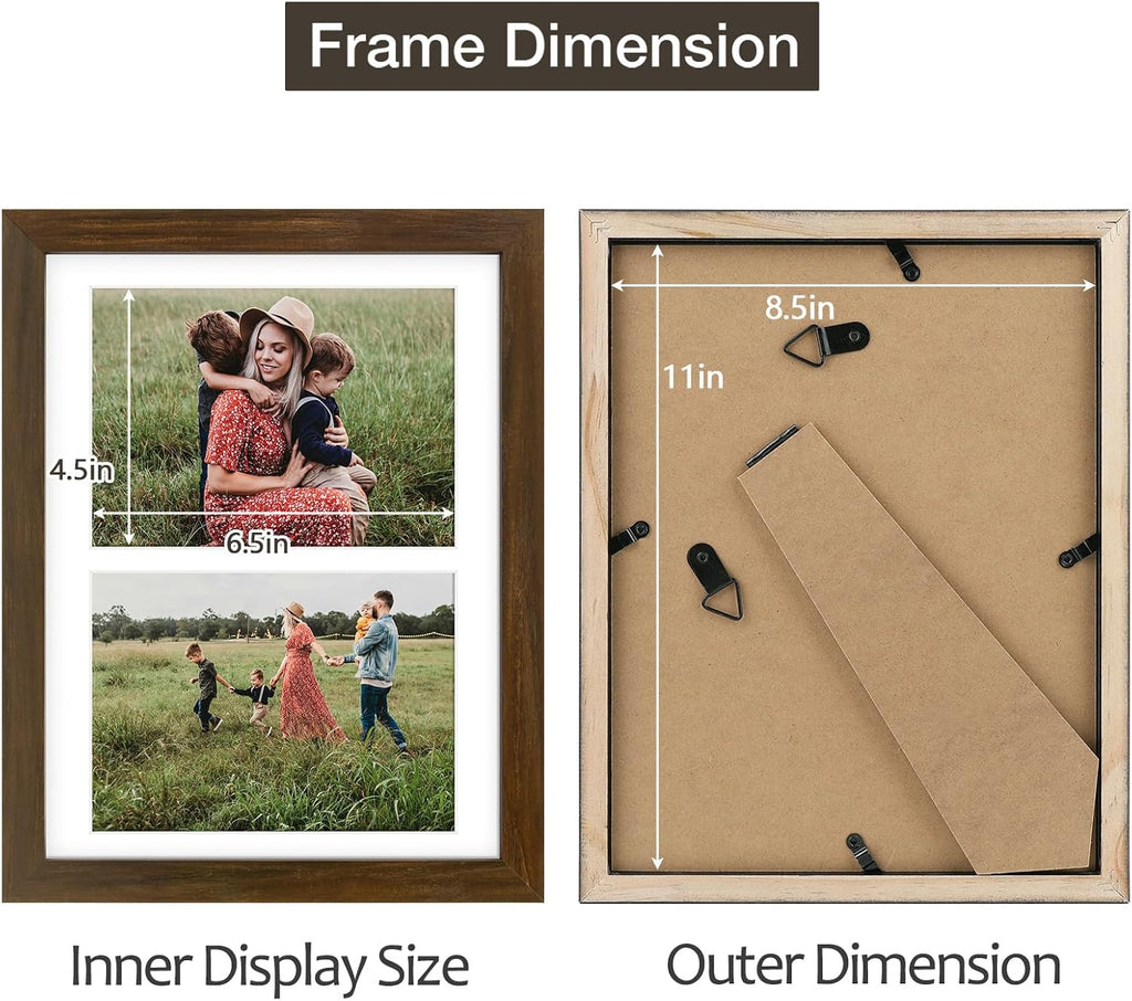 Golden State Art 8.5x11 Brown05 Wooden Picture Frame for 2-5x7 Photos