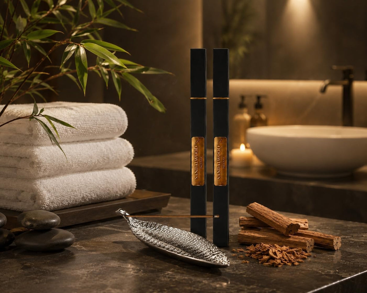 Premium Sandalwood Incense Sticks, 2 Tubes, 50 Natural Incense Sticks