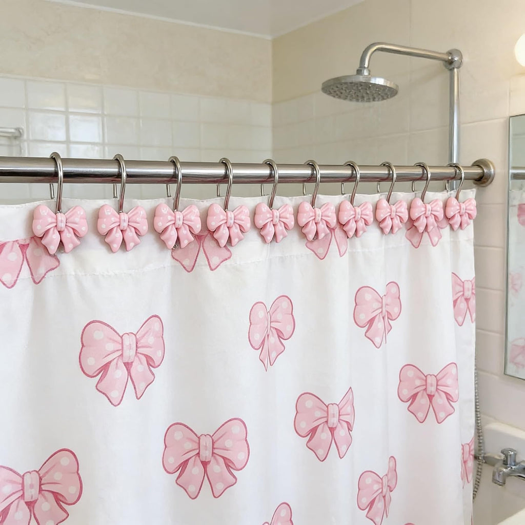 Twofishes Home Fashion Pink Shower Curtain Rings Pack of 12