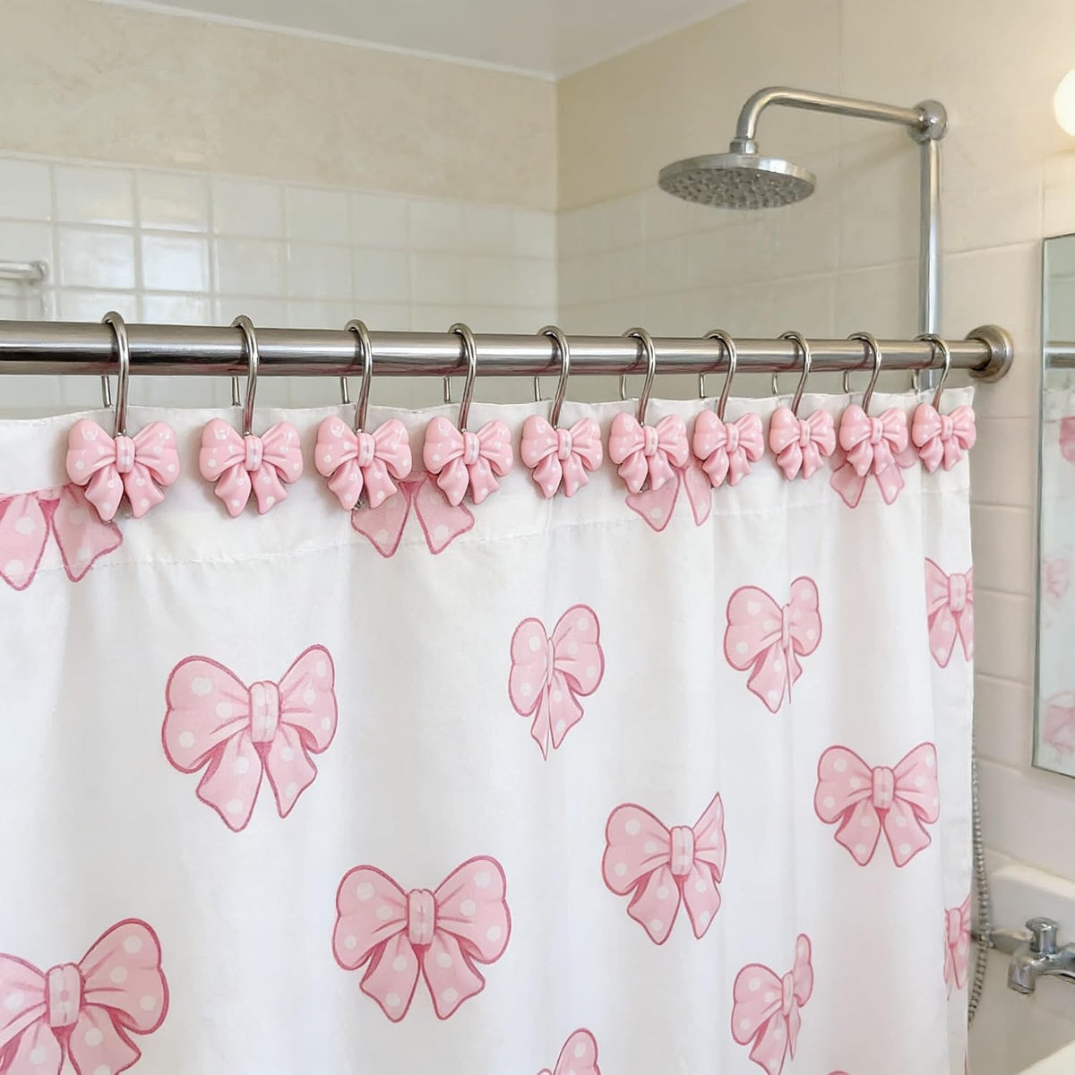 Twofishes Home Fashion Pink Shower Curtain Rings Pack of 12