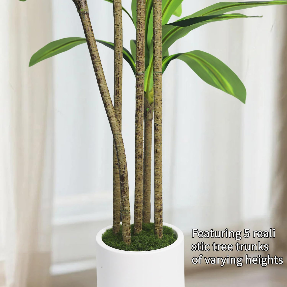 Artificial Dracaena Tree 5FT - Faux Indoor Tree with Pot for Living Room