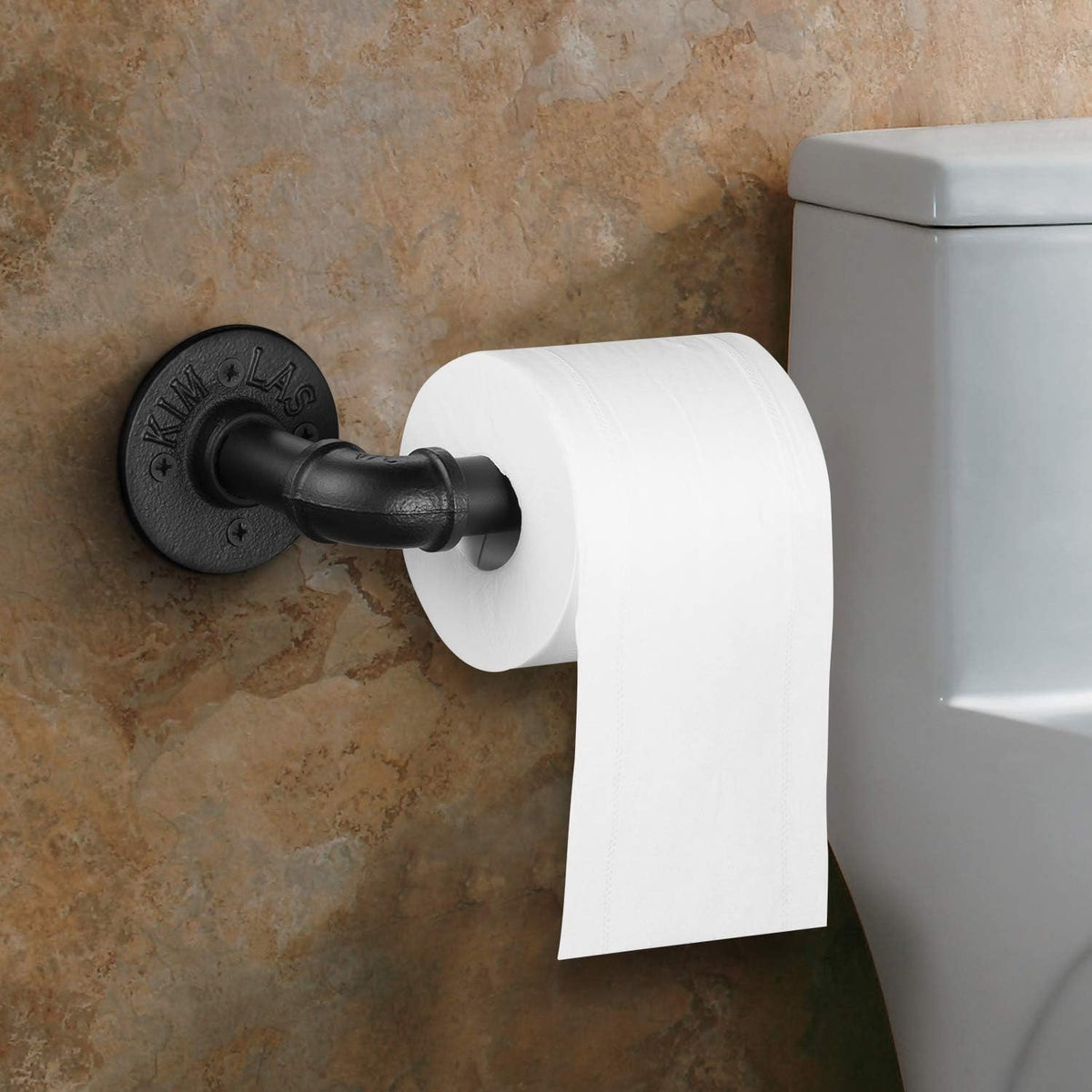 Industrial Pipe Toilet Paper Holder,Matte Black Heavy Duty DIY Vintage Rustic Iron Roll Tissue Wall Mounted Paper Holder Towel Racks with Hardware for Bathroom, Kitchen, Bedroom, Hallway(2 Pack)