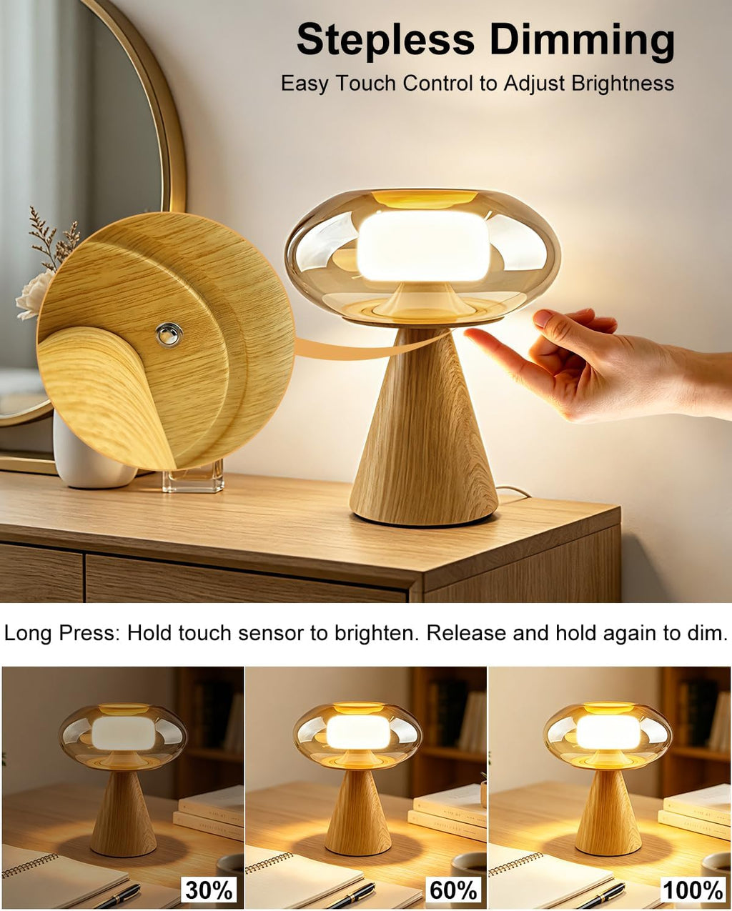 Lightdot Modern Mushroom Table Lamp Dimmable RGB Ambient Lighting Gift Box