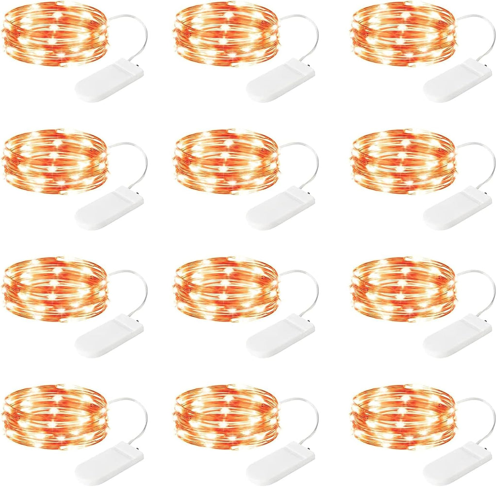 12 Pack Fairy Lights Battery Powered,7ft 20LEDs, Orange