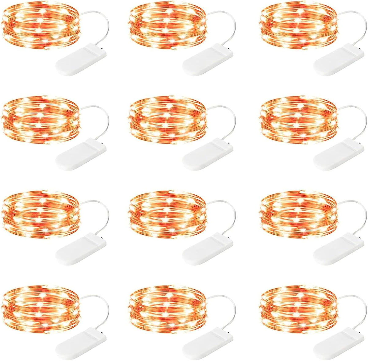 12 Pack Fairy Lights Battery Powered,7ft 20LEDs, Orange
