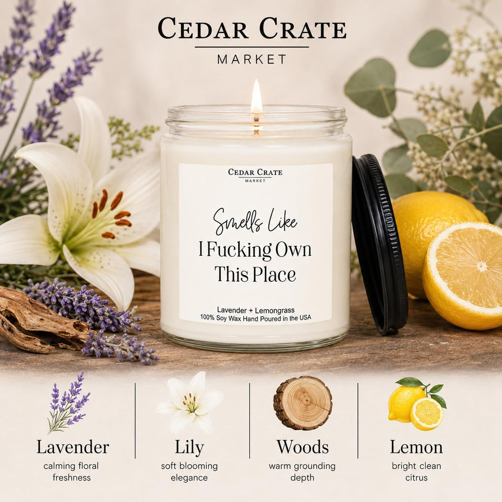 Cedar Crate Market Funny Candle, House Warming Gifts New Home, Housewarming Gifts for Women, Men, Couple, New Homeowner - First Apartment Essentials, Closing Presents for Home Buyers, Made in USA