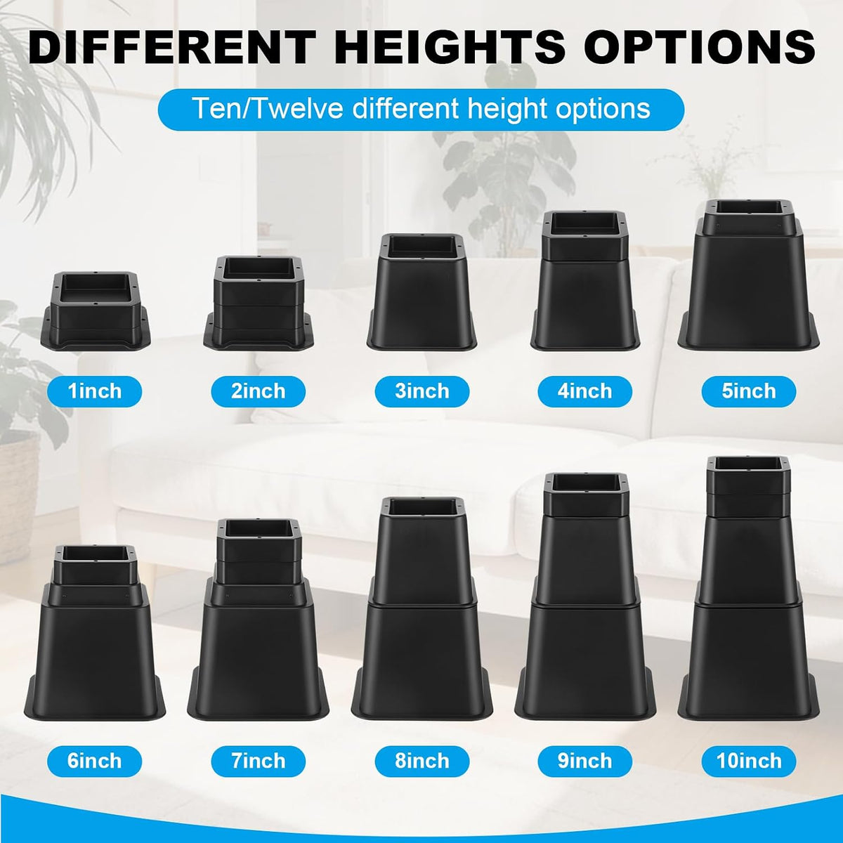 Relaxweex 20 Pcs Bed Risers Heavy Duty 1-10 Inch, Adjustable for Couch Sofa