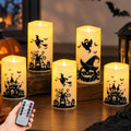 MUMCHASI Halloween Decor, Halloween Flameless Pillar Candles with Remote