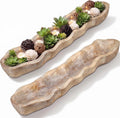 Nuogo 1 Pcs 30 Inch Wooden Decorative Dough Bowl, Wave Shaped