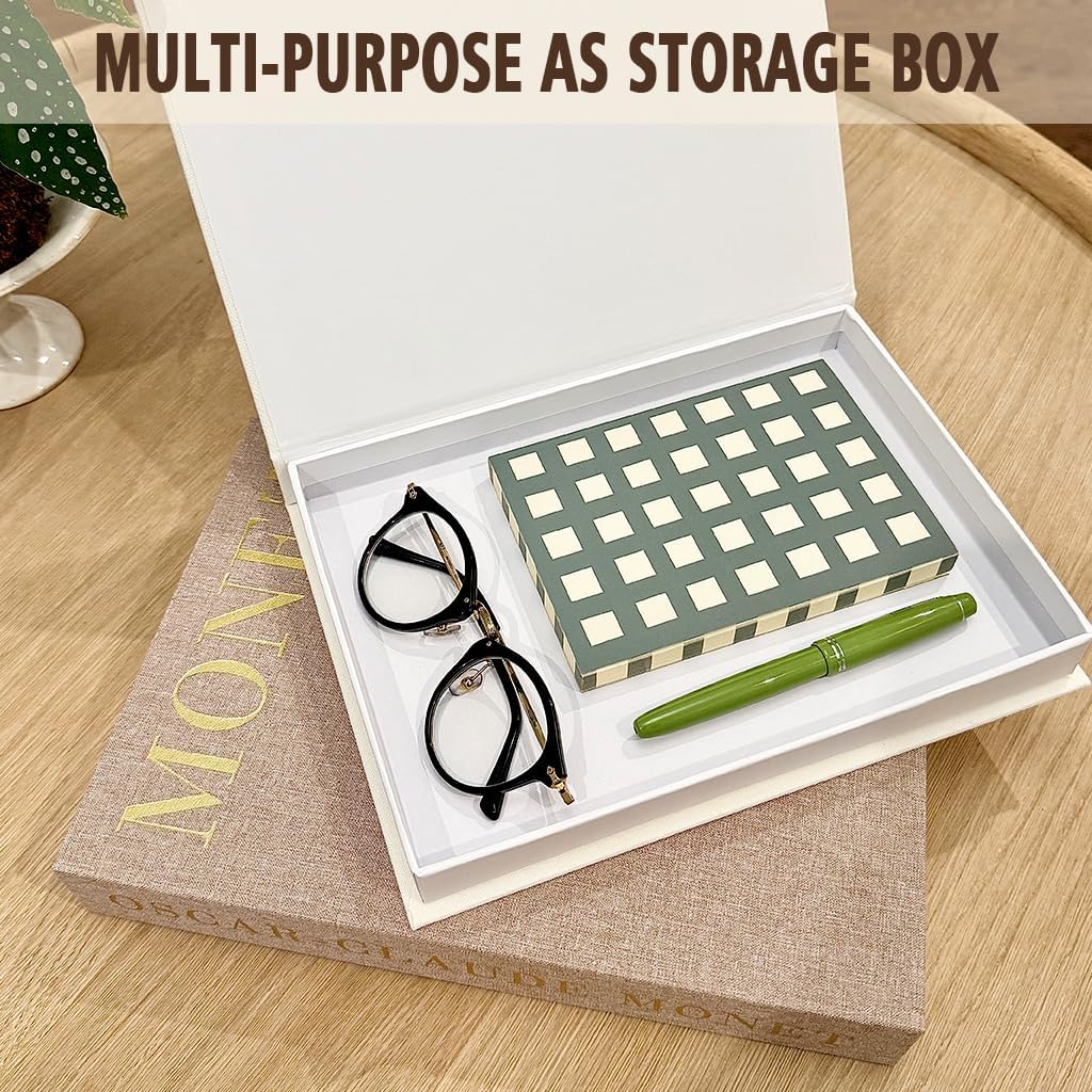 Decorative Book Set with Tray, Linen Coffee Table Books Decor