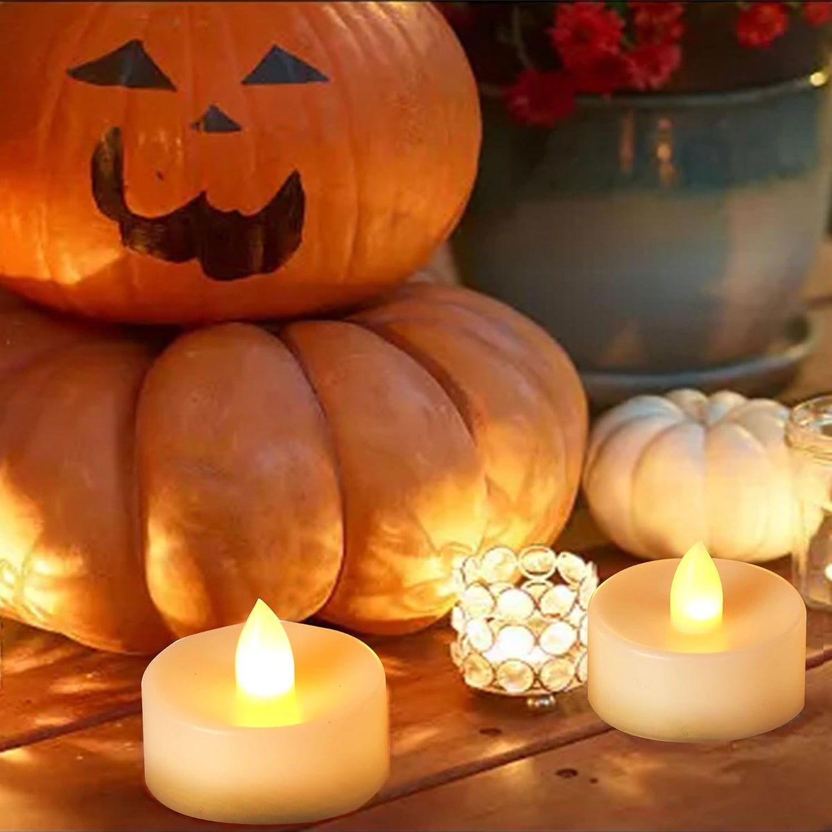 6 Battery Operated Flameless LED Tea Lights Tealight Candles with Timer