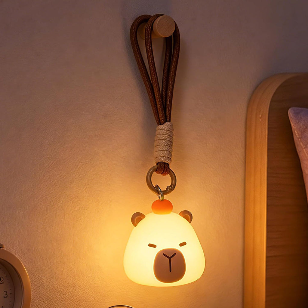 UNEEDE Mini Capybara Night Light with Lanyard, 8 Color Changing Rechargeabl