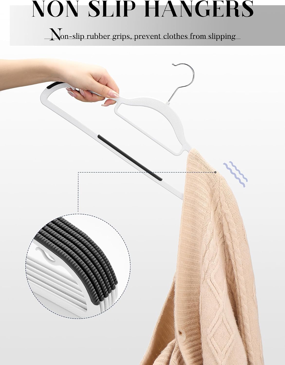 HOUSE DAY Slim Plastic Hangers 100 Pack, Non Slip White Clothes Hangers