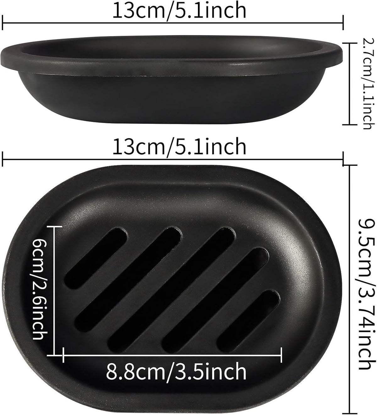 Topsky Soap Dish for Shower, 4pcs Dishes with Drip Tray, Bar Holder with Drain for Kitchen Sink, Keeps Soap Dry, Black