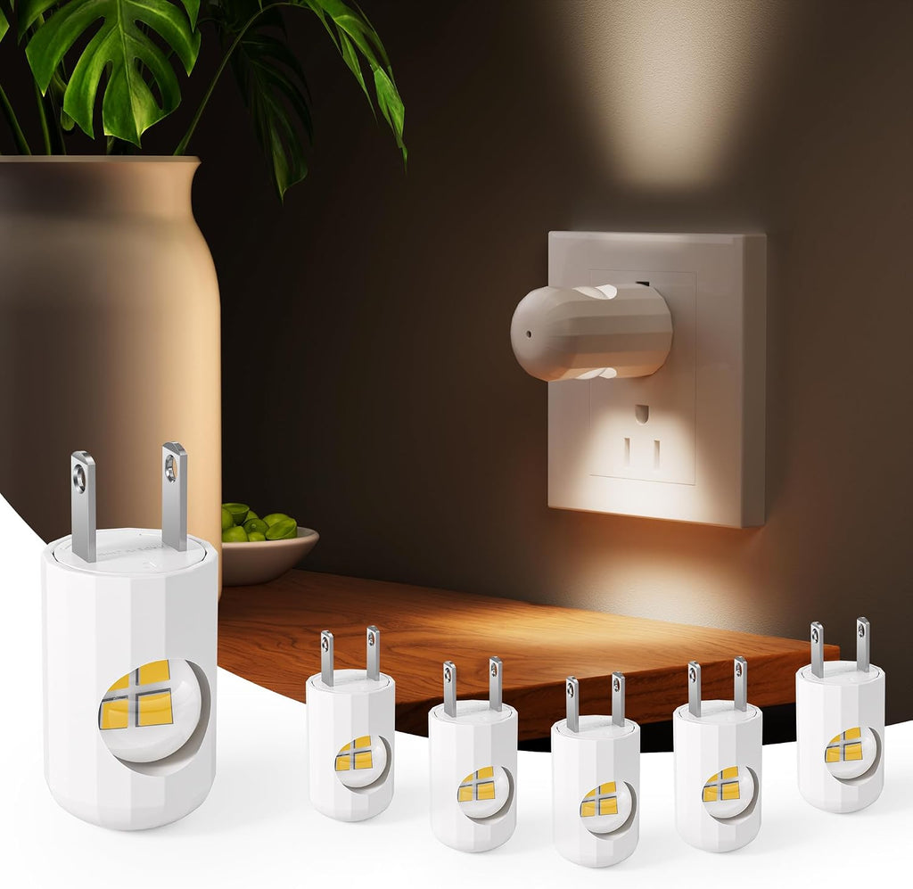 6-Pack Nightlight Plug In, Light Sensor 2700K Warm White Ambient Lighting
