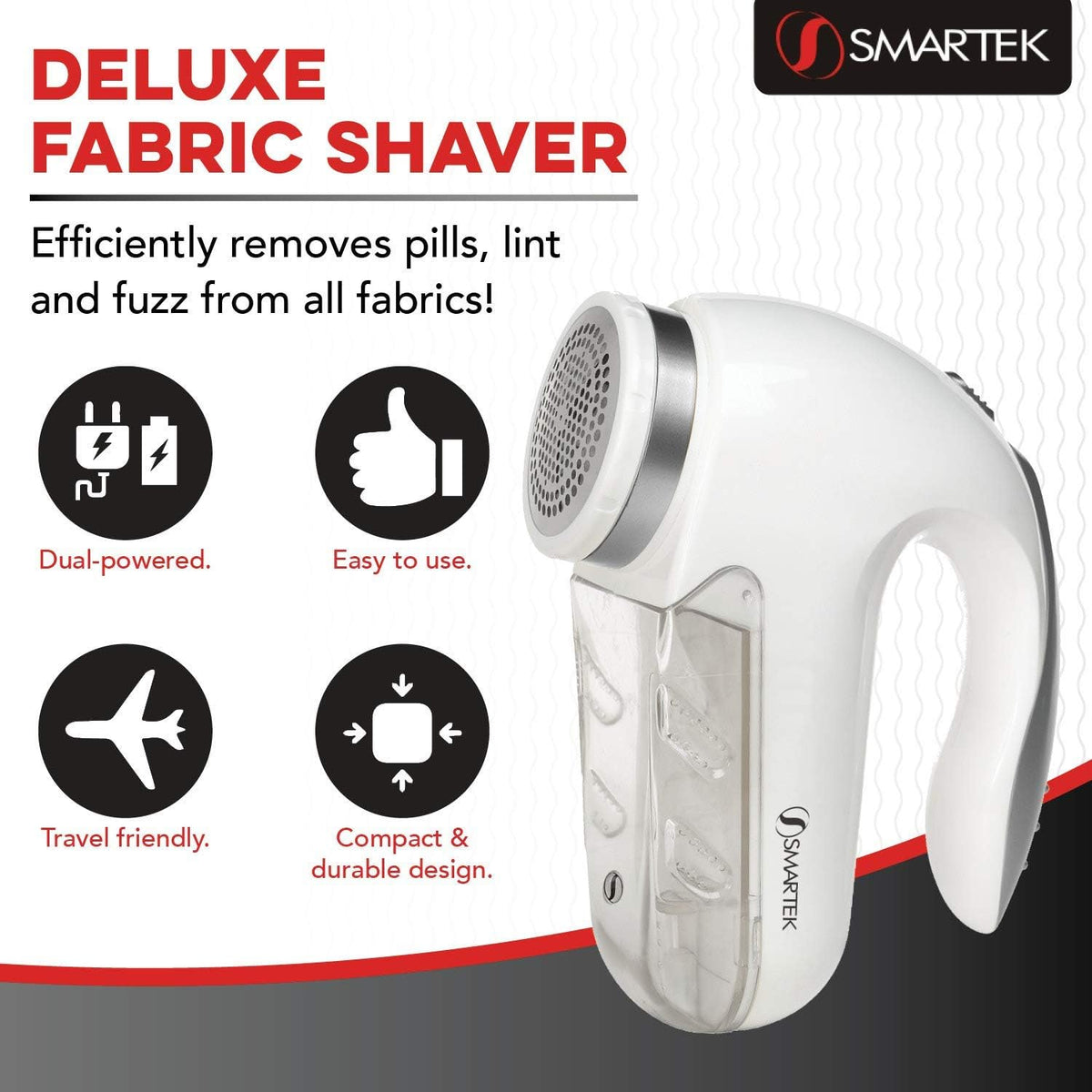 Smartek Fabric Shaver Fuzz Remover, Electric Lint Remover for Clothes, Sweater Shaver to Remove Pilling, Couch Cleaner