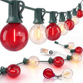 50FT LED G40 Red and White Christmas String Lights Outdoor, 27 Globe Bulbs