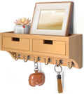 Rebee Vision Key Holder Wall Mount with Drawers for Room Decor, Light Brown