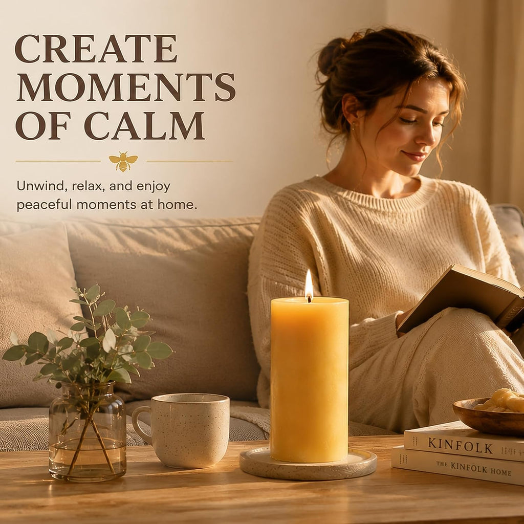 Bergamot Beeswax Blend Pillar Candle, Up to 90 Hours