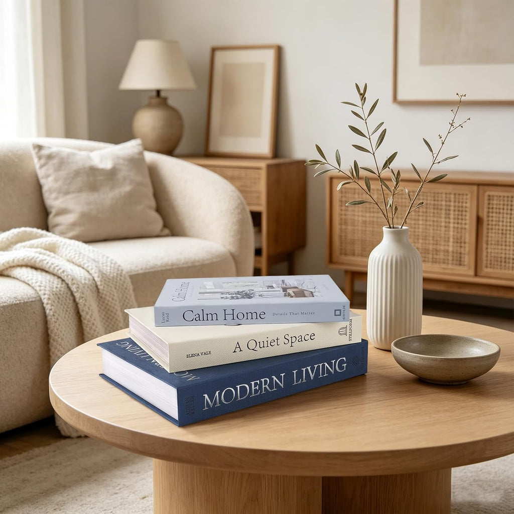 Decorative Books, Faux Book Storage Boxes Set of 3, Coffee Table Home Decor