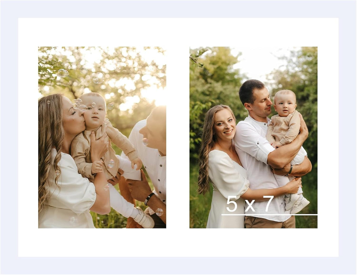 JCJMY 8.5x11 Collage Picture Frame with Mat, Display 2 5x7 Photos or 8.5x11 Picture, Two Opening 5x7 Picture Frame Collage for Wall Hanging or Tabletop, Lightweight 5 x 7 Double Photo Frame, White