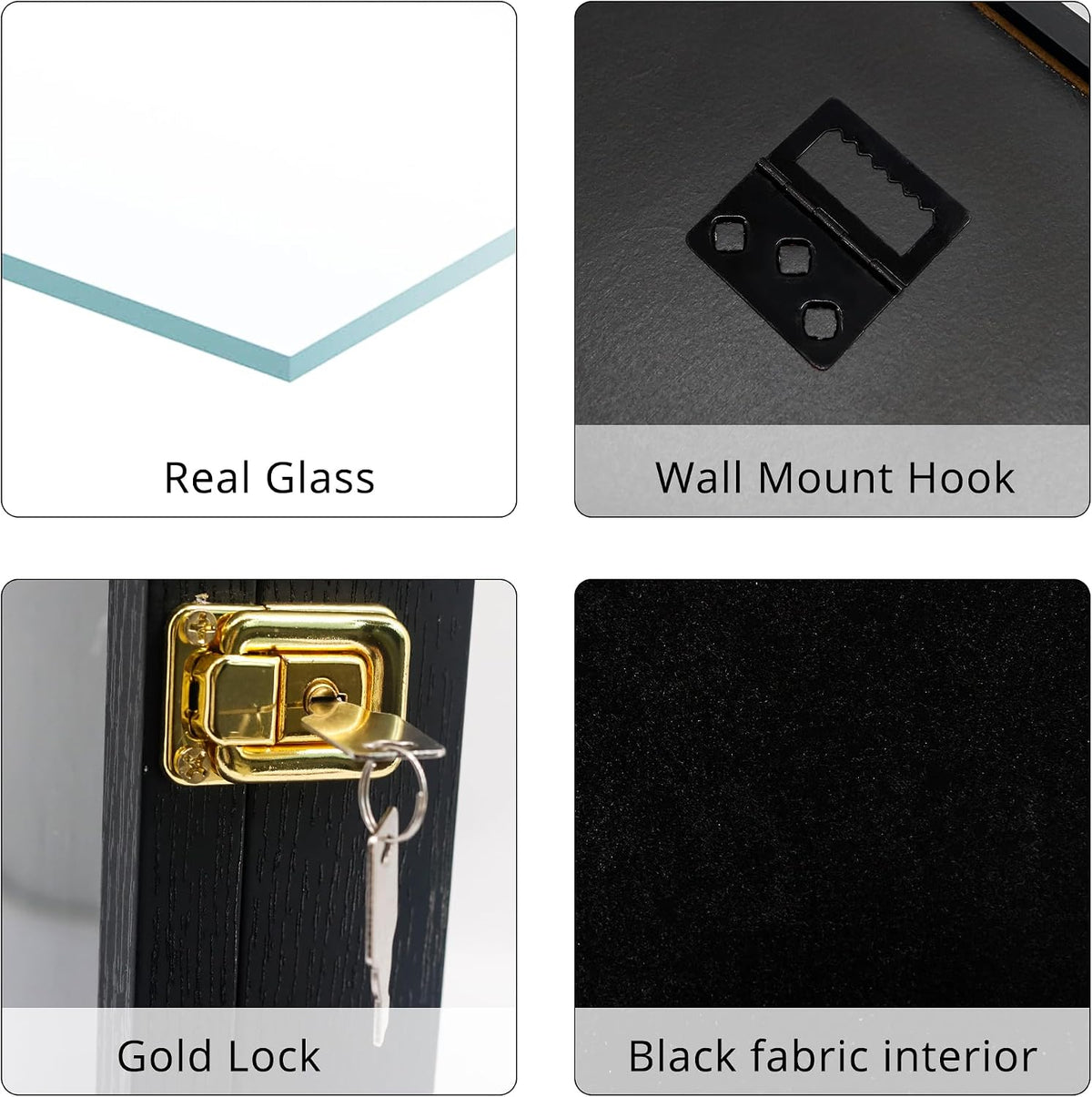 GMFrames 14x19 Pin Collection Display Case Real Glass, Shadow Box with Door for Military Medals, Beach Tags, Jewelry, Pin Holder Black