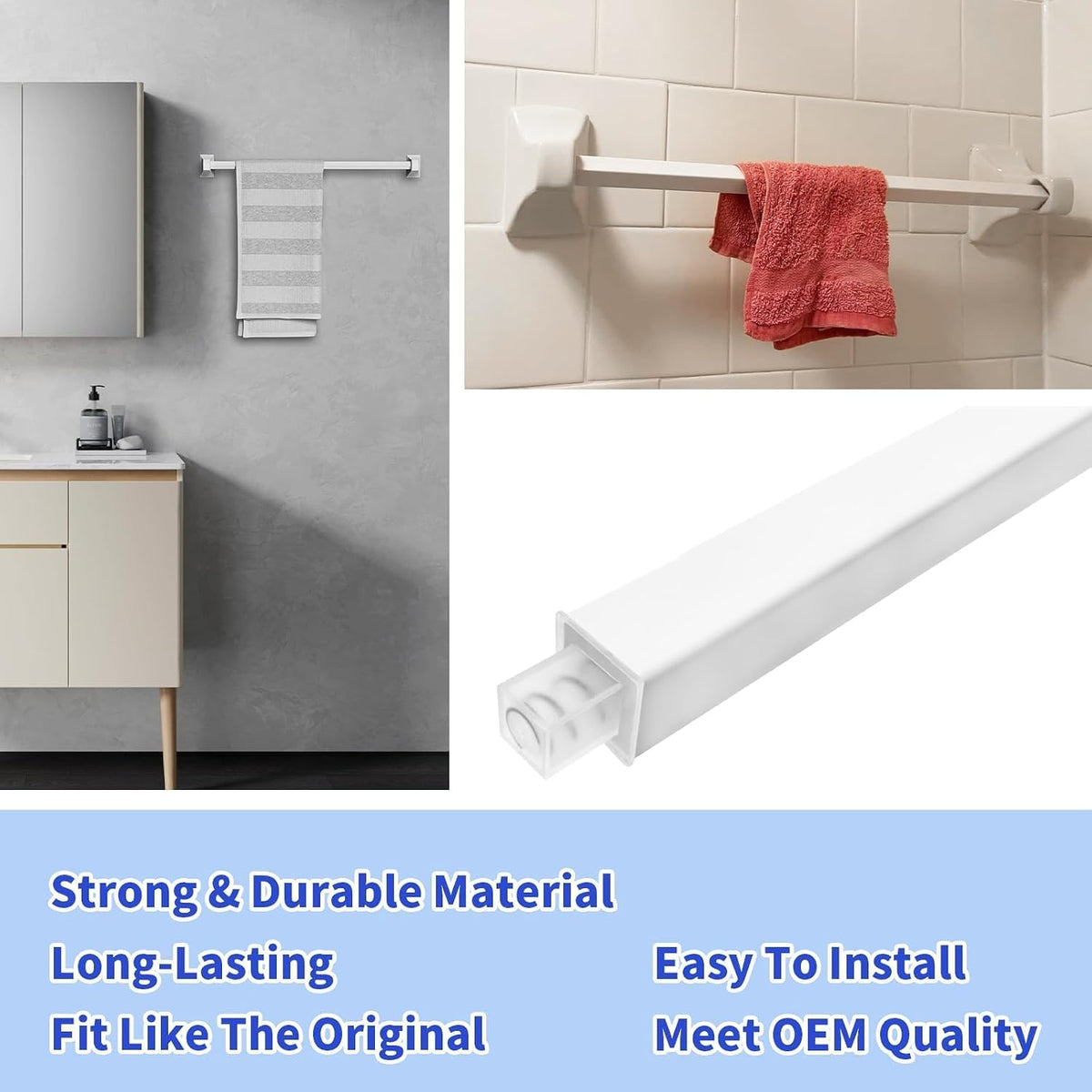 24 Inch Adjustable Towel Bar Replacement Rod with Spring End for Bathroom