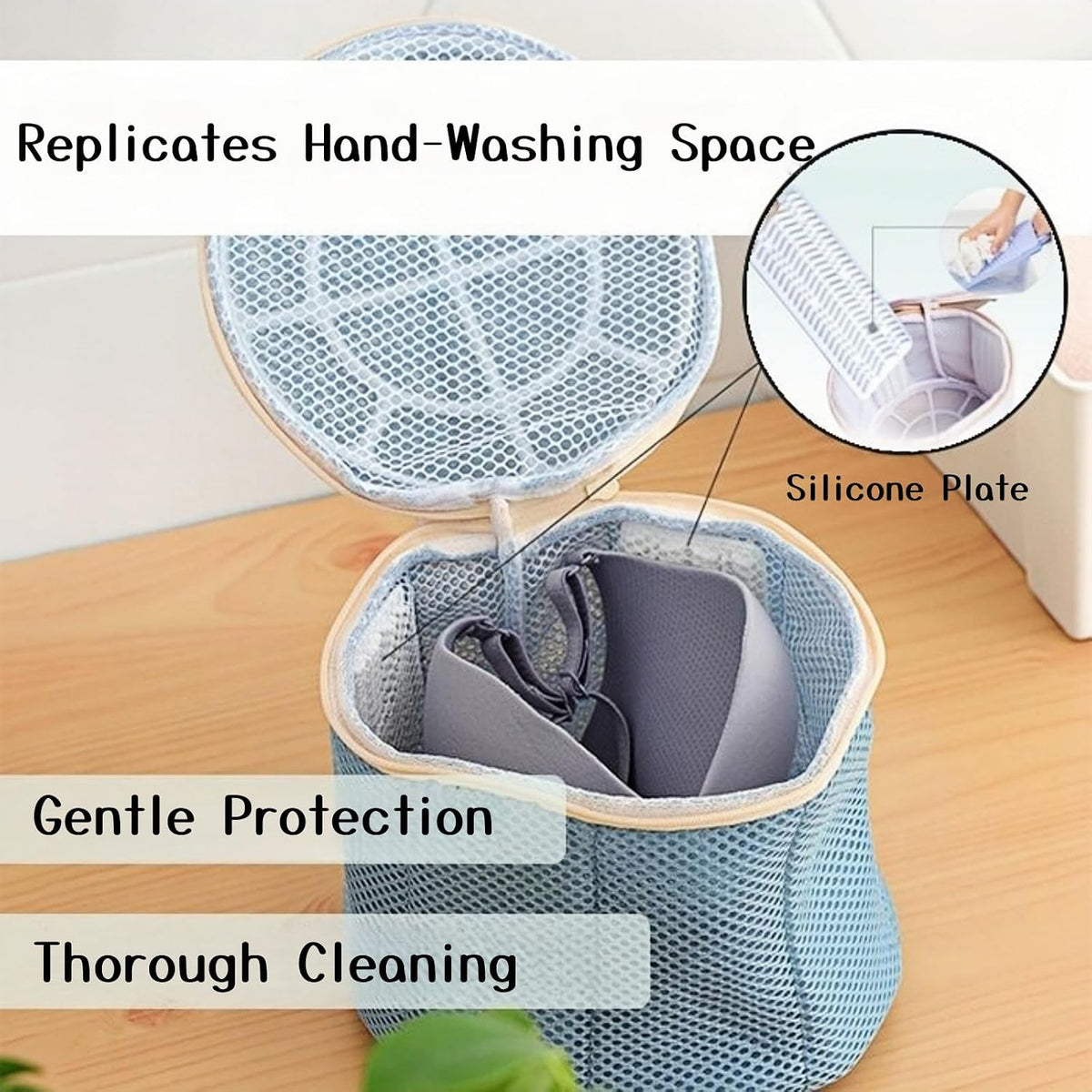 4 Pack Bra Washing Bags for Laundry, Large 7x6in Delicate Underwear Laundry Bags with 3D Structure, Double Frame Support, Soft Side Panels, Thick Mesh(4, Beige & Green & Pink & Yellow)