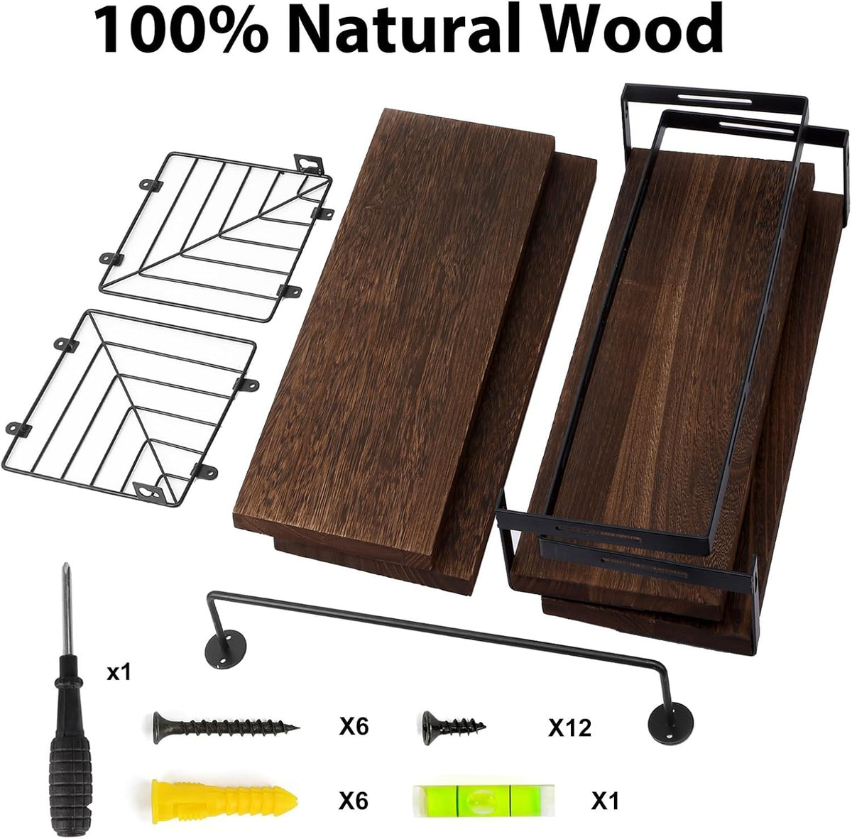 Fixwal Wall Mounted Bathroom Shelves Over Toilet (3+1 Dark Brown)