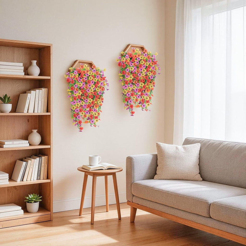 12PCS Artificial Hanging Flowers for Outdoors, Faux Silk Artificial Flowers for Outdoors, UV Resistant Fake Flowers, No Fade Trailing Greenery, Decor for Home Porch Patio Balcony Garden Yard