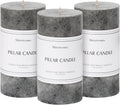 3x6 Inch Grey Pillar Candles Set of 3, Hand-Poured Unscented Pillar Candles