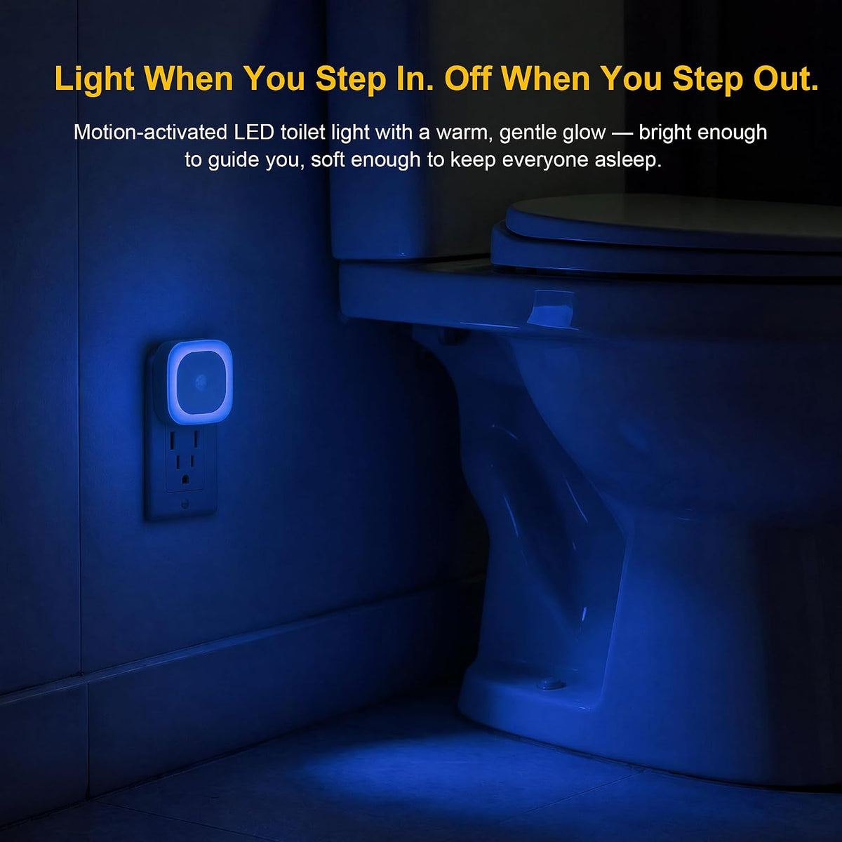YUNLEX Night Lights Plug into Wall Motion Sensor for Toilets, 2 Pack