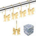 Bow Shower Curtain Hooks, 12-Pack Gold Metal Decorative Bow Knot Rings