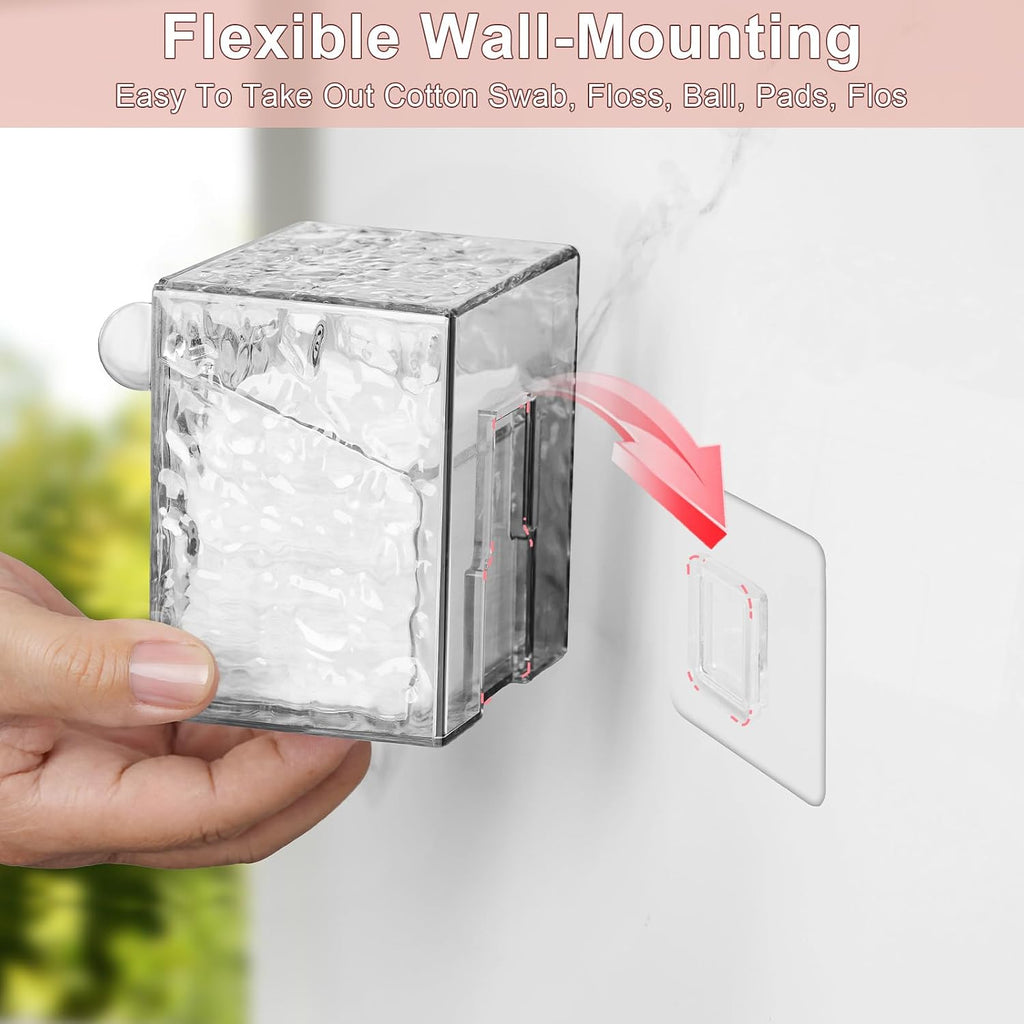 Qtip Holder Dispenser, 3 Pack Wall Mounted Plastic Cotton Pad Containers