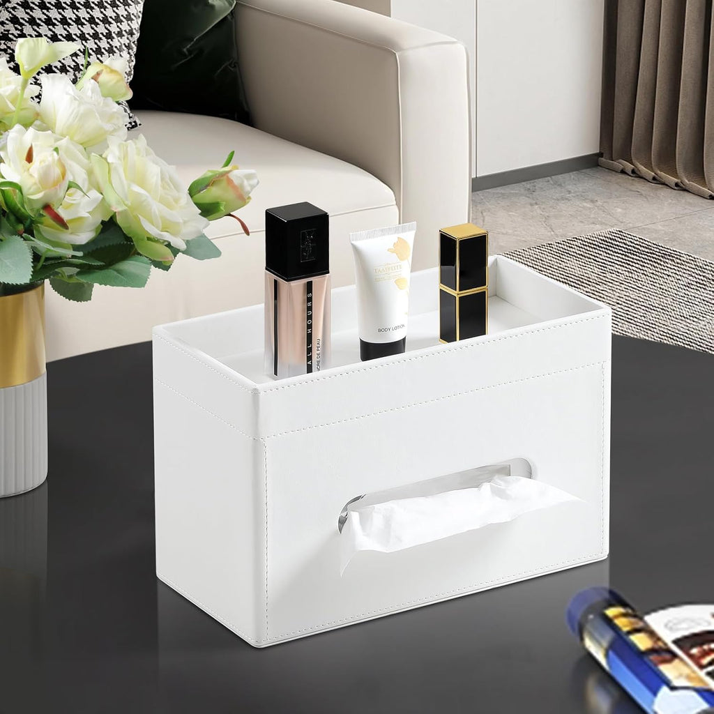 Plus Size Tissue Box Cover, Rectangle Tissue Box Organizer, White