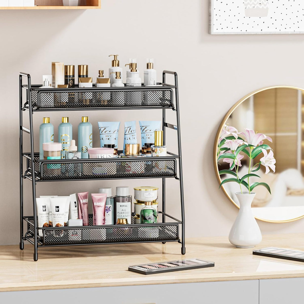 EKNITEY Bathroom Countertop Organizer Rack - 3 Tier Counter Spice Rack