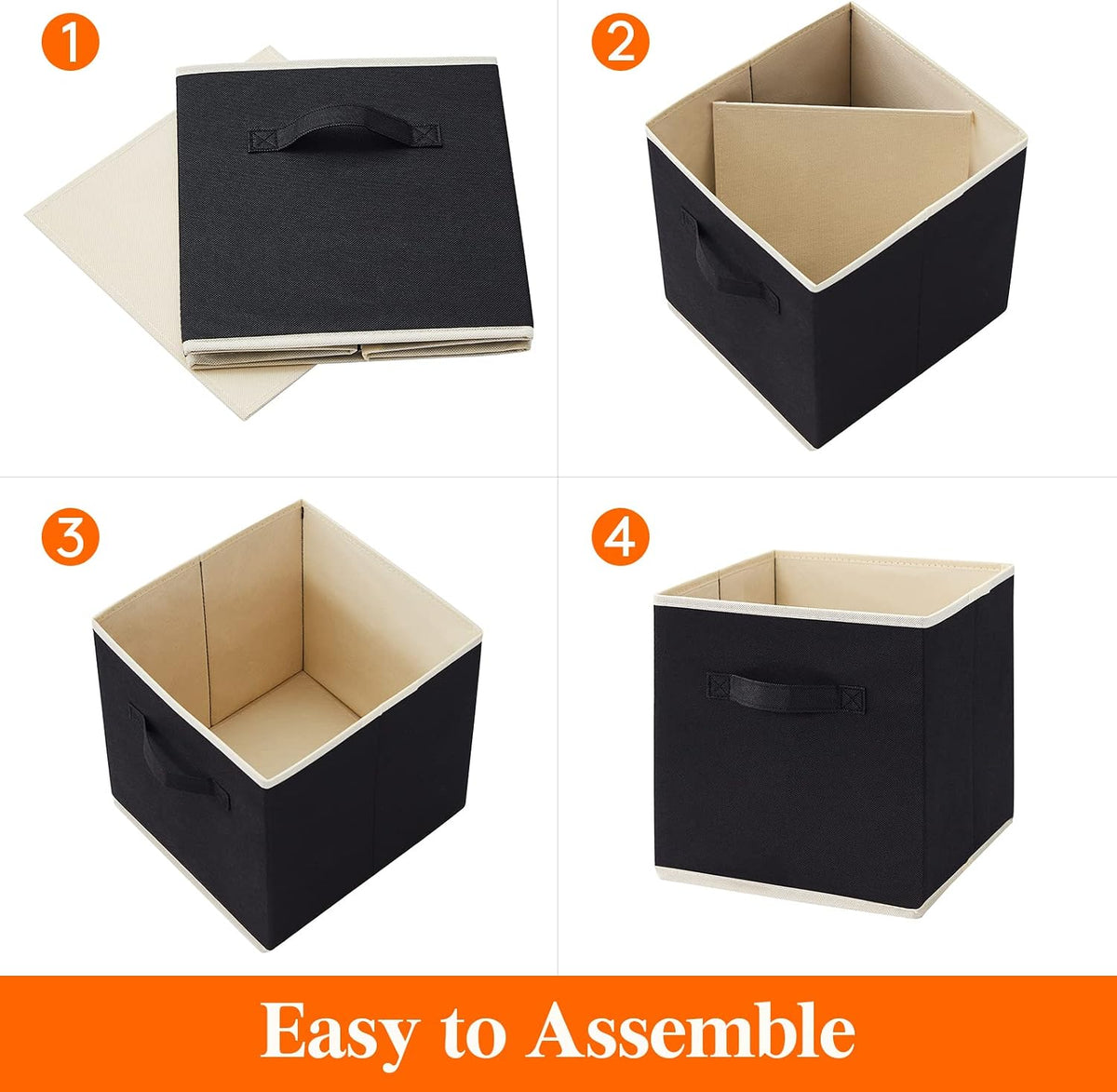 Lifewit Storage Cubes, 11 Inch Organizer Bins, 18L Black, 6 Packs